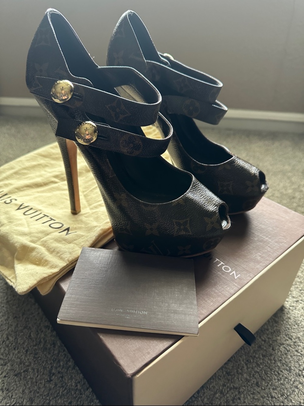 RARE! Authentic Louis Vuitton Ritual Fetish Monogram Canvas Peep Toe Pumps 40 - Picture 5 of 16